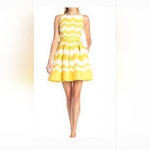 Just...Taylor Yellow and White Chevron Mini Dress